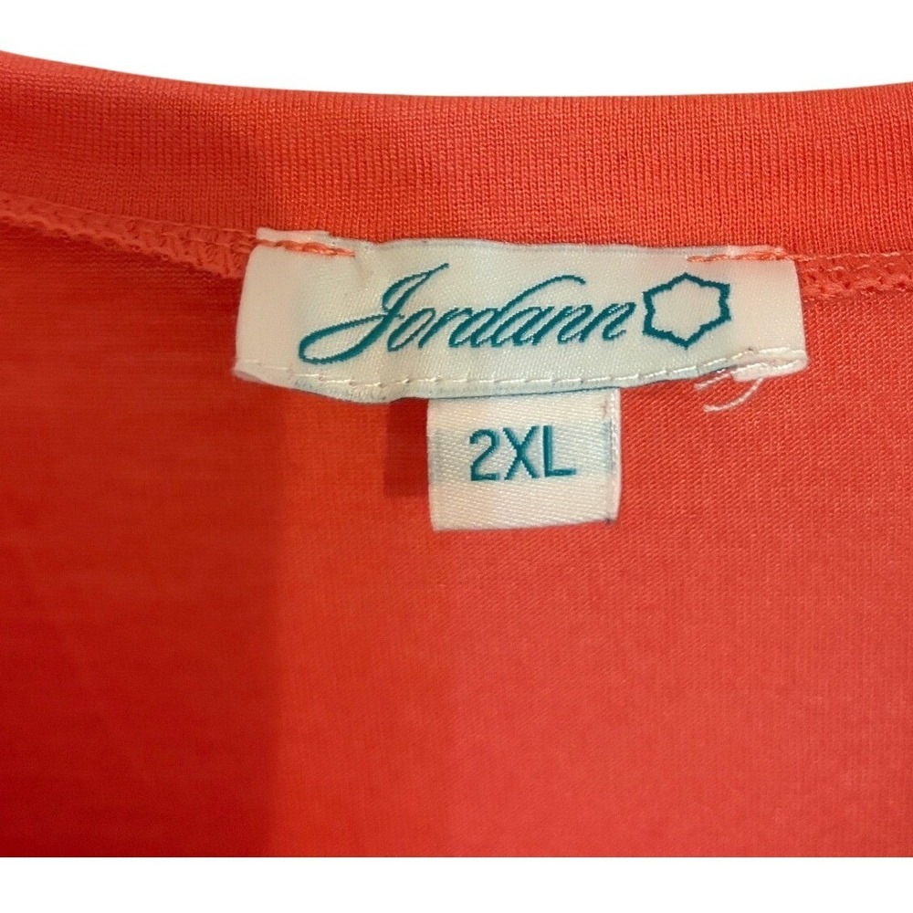 Jordann V-Neck Pocket Tank Top Coral Orange Sleeveless Shirt Womens 2XL - Picture 4 of 8